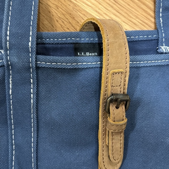 L. L. Bean canvas/denim leather tote bag Maine - Picture 2 of 12
